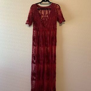 Sheer off the shoulder dress. Beach coverup